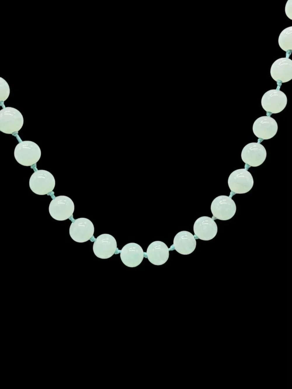 Vintage Les Bernard Signed Jade Bead Necklace Hand Knotted Barrel Clasp 34" - Picture 7 of 12